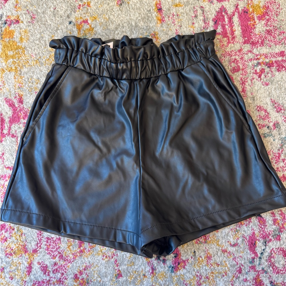 BCBGeneration Black Faux Leather Shorts